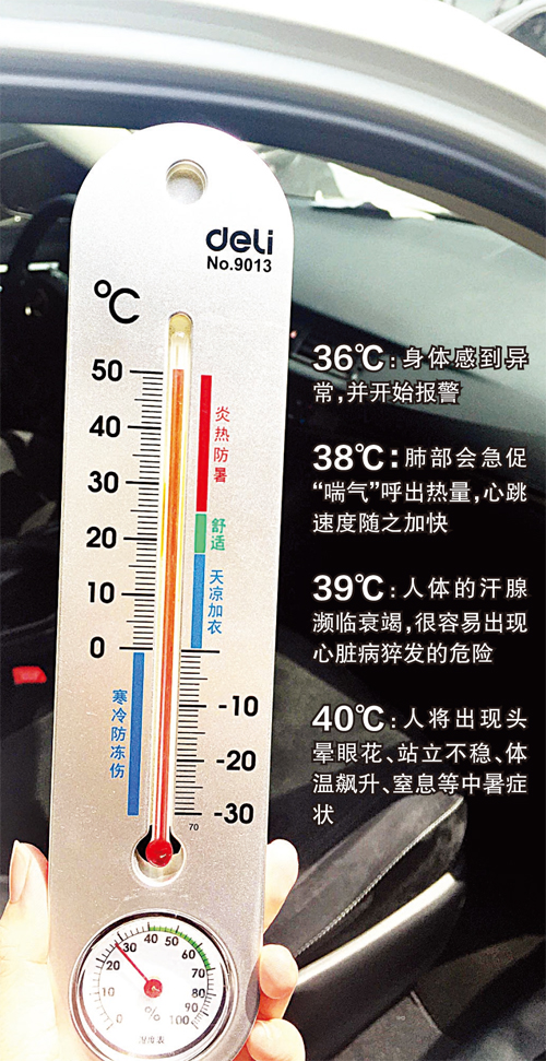 放车内半小时温度达到50多摄氏度