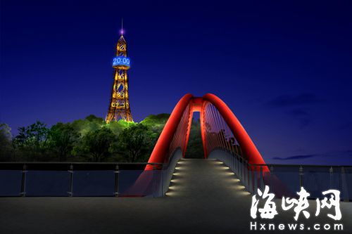 福州金鸡山一铁塔将灯光改造　“变身”成新地标