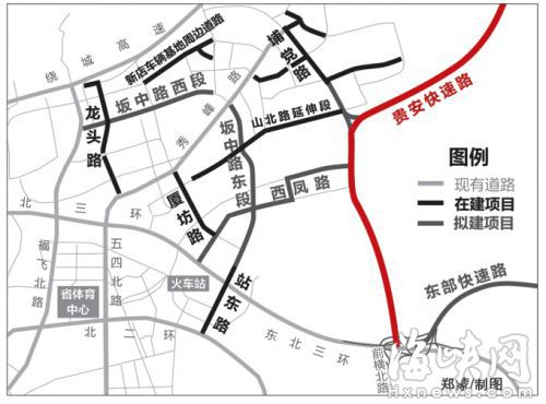 福州城区北向第二快速通道示意图