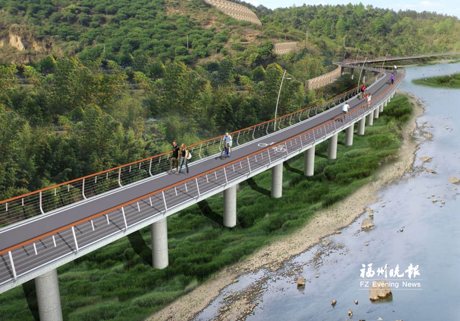 大樟溪自行车道示范段主线成形　全部工程的四分之一已完成
