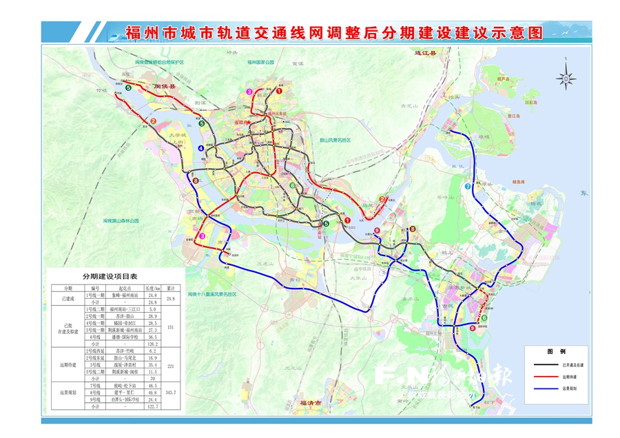 福州地铁9条线路“全家福”亮相 部分线路站点走向有调整