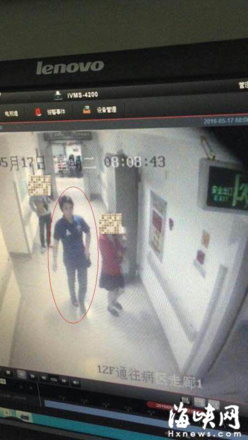 十七日,小儿外科失窃,该男子也被监控拍到